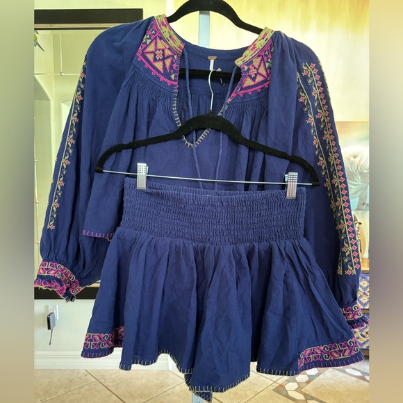 Free People Pants - 023-Free People Embroidered 2 Piece Top and Short Set.  Size M